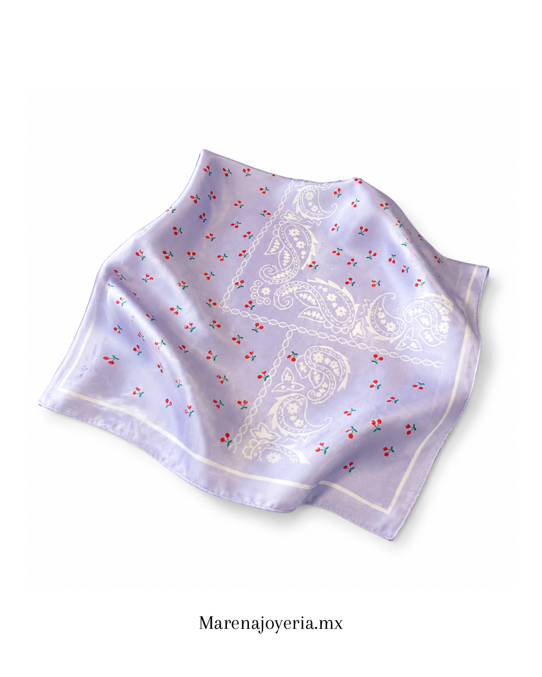 Mascada lila y cerezas