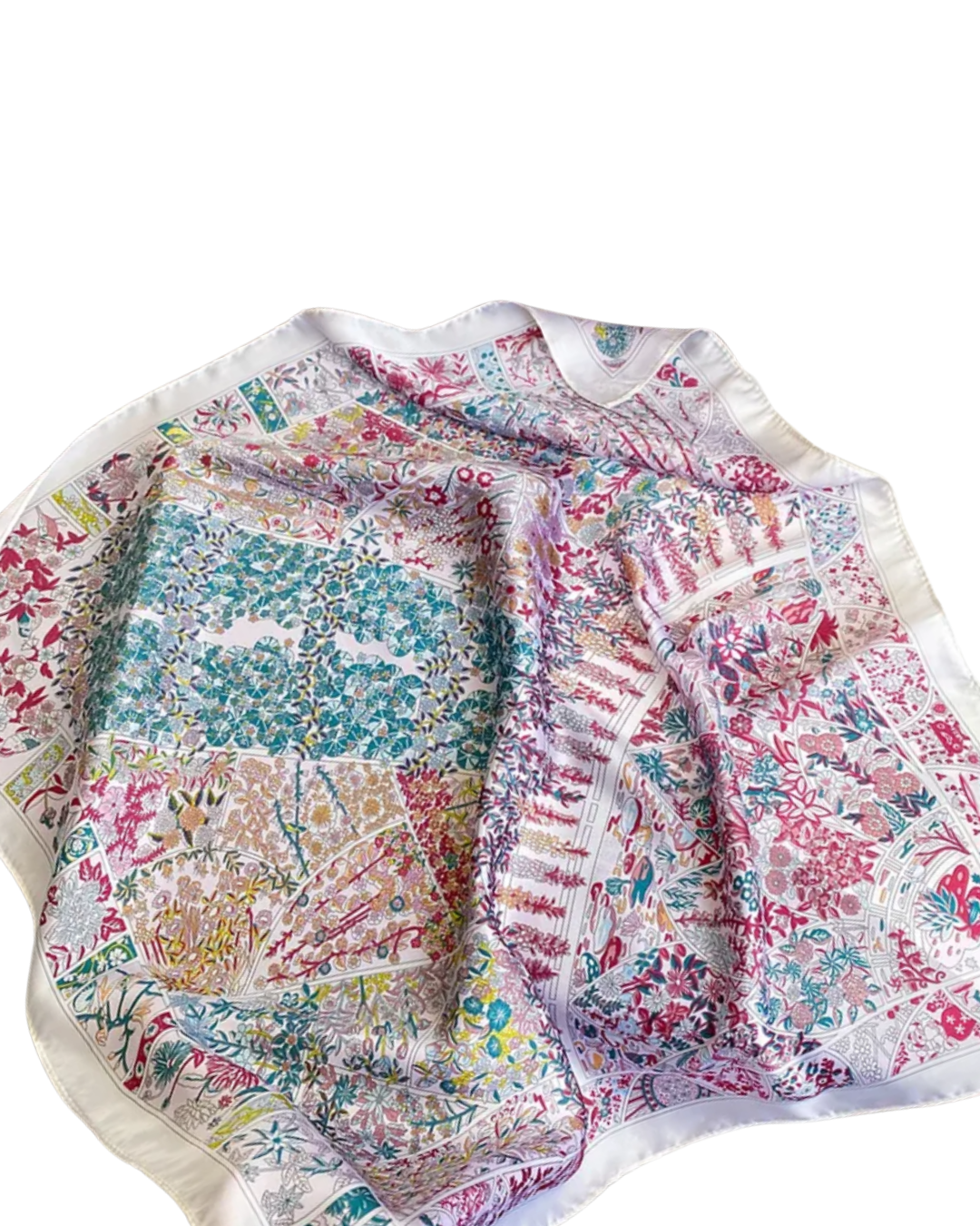 Mascada blanco y rosa